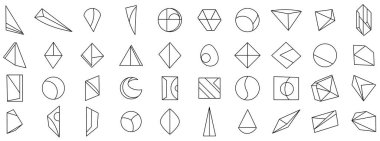 Soyut geometrik şekiller. Pankart, poster ya da broşür için LInear grafik öğeleri. Vektör illüstrasyonu.