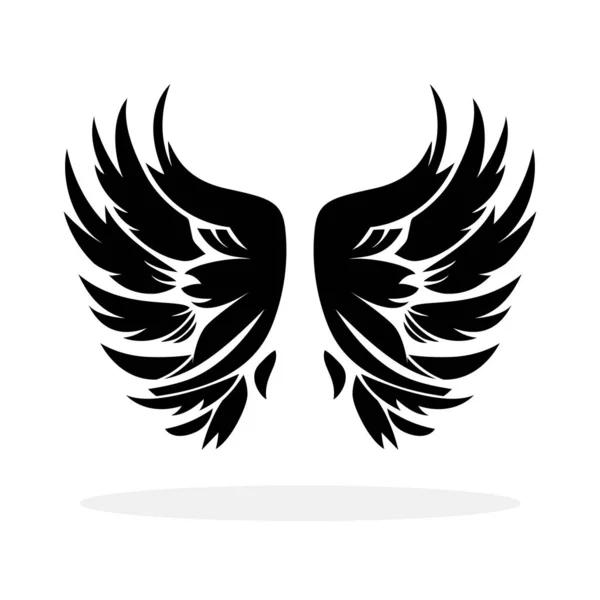翼のアイコン 白い背景に翼の黒いアイコン 翼のロゴデザイン ベクターイラスト — ストックベクタ