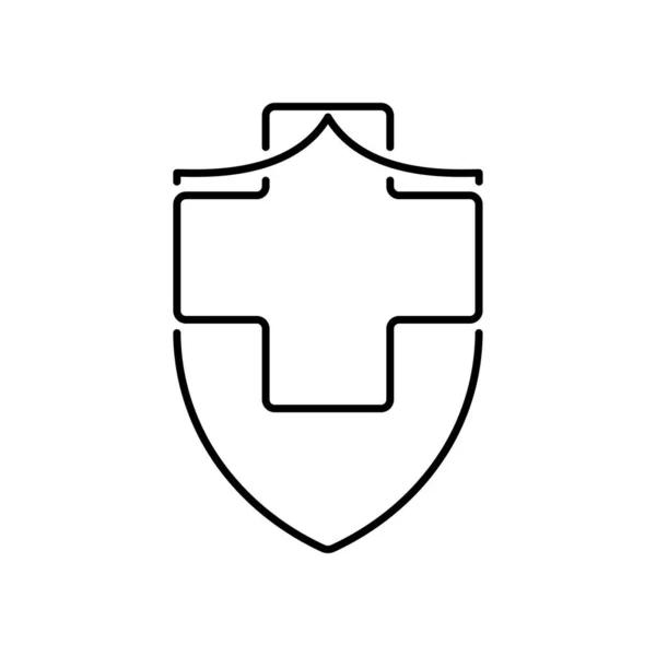 Значок Медицинского Щита Черный Щит Медицинским Крестом Сохранить Значок Щита — стоковый вектор