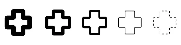 Набір Медичних Хрестиків Чорний Знак Медичного Хреста Векторні Ілюстрації Абстрактний — стоковий вектор