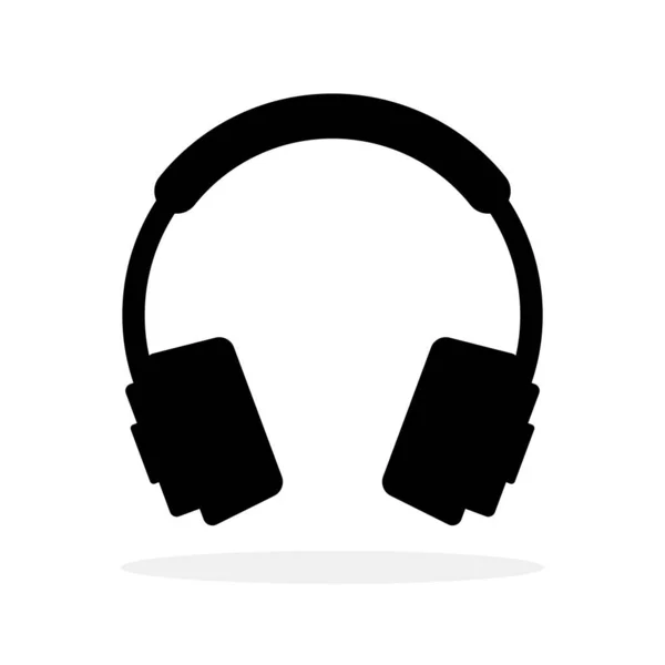 Піктограма Навушників Чорні Навушники Значок Білому Тлі Музичний Символ Векторні — стоковий вектор
