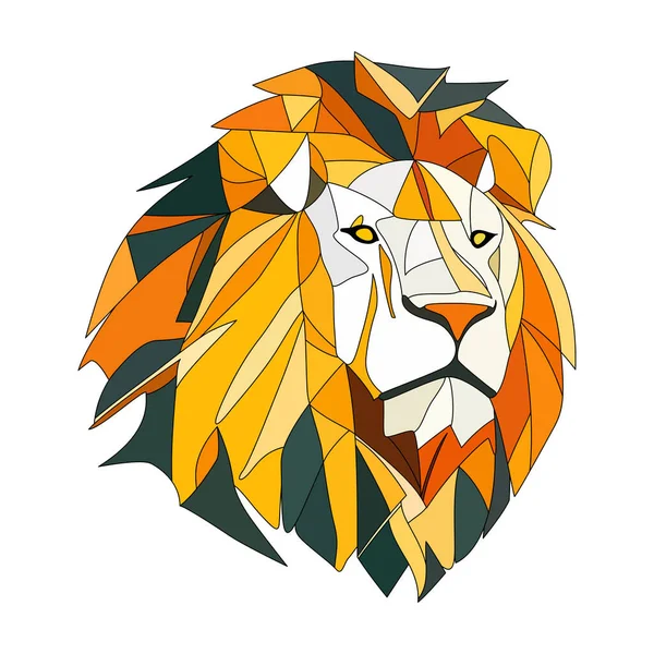 Design Logotipo Leão Cabeça Leão Polígono Colorido Abstrato Cara Leão — Vetor de Stock