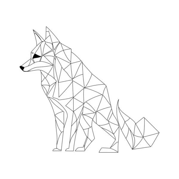 Fox Logo Design Abstract Black Polygonal Fox Calm Fox Vector — Stock Vector