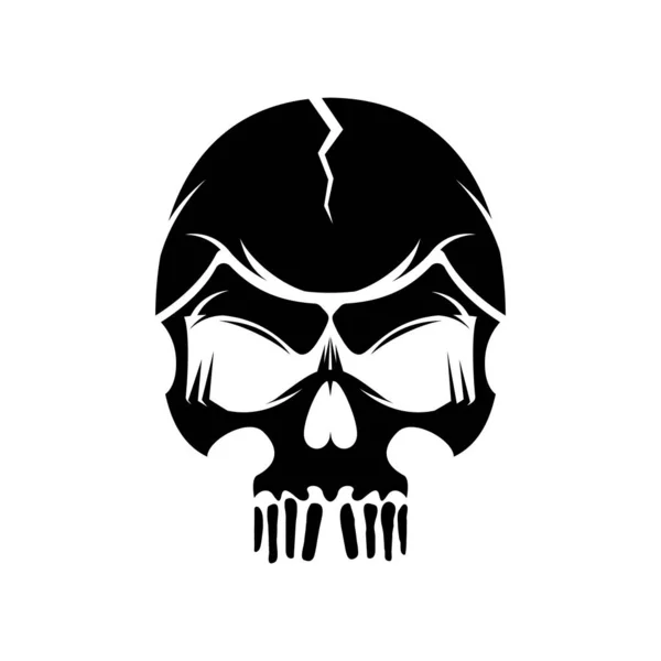 Icono Negro Del Cráneo Cráneo Humano Símbolo Ilustración Vectorial Icono — Vector de stock