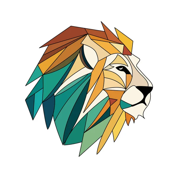 Design Logotipo Leão Cabeça Leão Polígono Colorido Abstrato Cara Leão —  Vetores de Stock