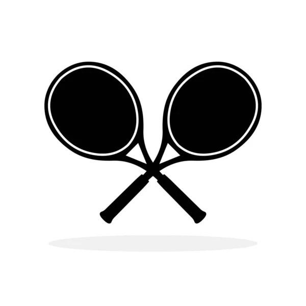 Tenisz Ütő Fekete Ikon Keresztezett Teniszütők Egyszerű Szimbóluma Vektor Illusztráció — Stock Vector