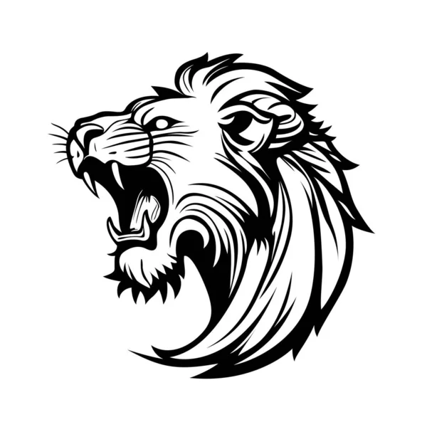 Logodesign Löwenkopf Abstrakte Silhouette Eines Löwenkopfes Böses Gesicht Eines Löwen — Stockvektor