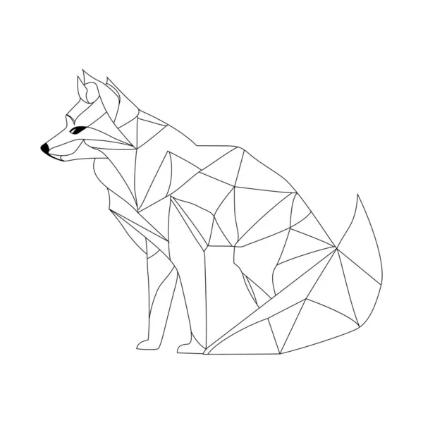 Desenho Logotipo Fox Raposa Poligonal Preta Abstrata Raposa Calma Ilustração — Vetor de Stock