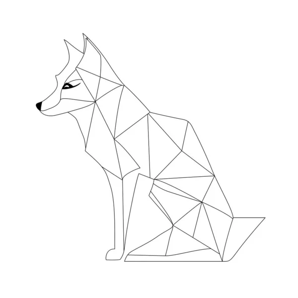 Conception Logo Fox Renard Polygonal Noir Abstrait Calme Renard Illustration — Image vectorielle