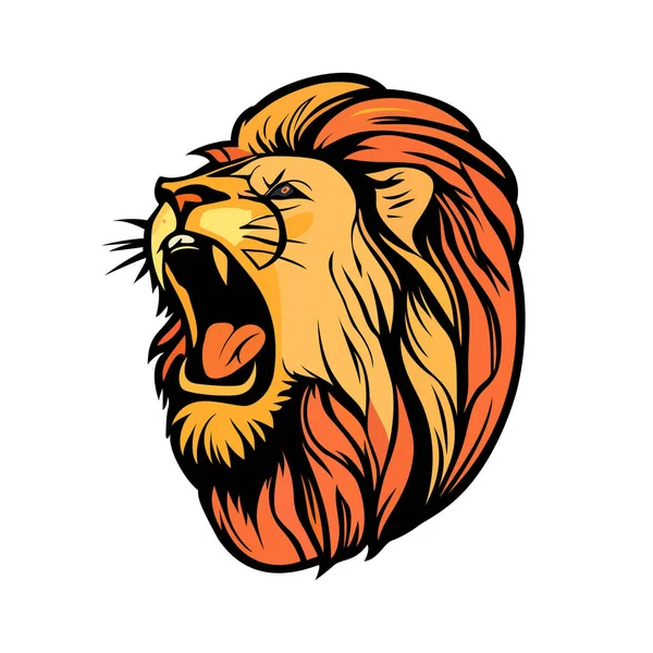 Diseño Del Logo Lion Head Cabeza León Colorida Abstracta Cara — Vector de stock