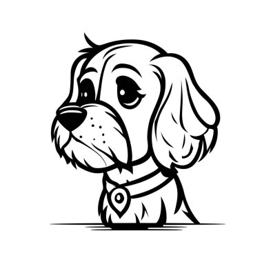 Köpek kafası logosu tasarımı. Bir köpek kafasının soyut silueti. Vektör illüstrasyonu