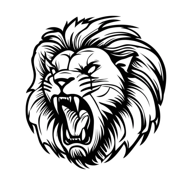 狮头标志的设计 狮子头像的轮廓 狮子的邪恶的脸矢量说明 — 图库矢量图片