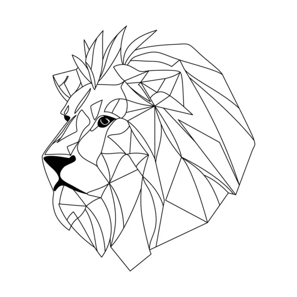 Logo Lion Design Tête Abstraite Lion Polygone Noir Calme Face — Image vectorielle