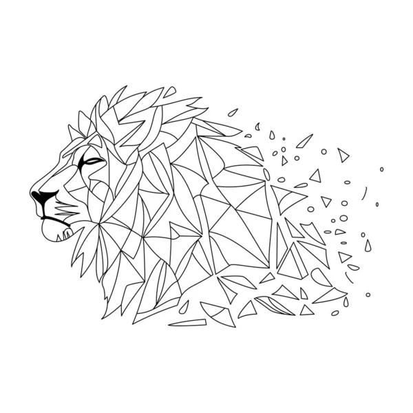 Logodesign Der Löwen Abstrakter Schwarzer Polygon Löwenkopf Ruhige Löwengesichter Vektorillustration — Stockvektor