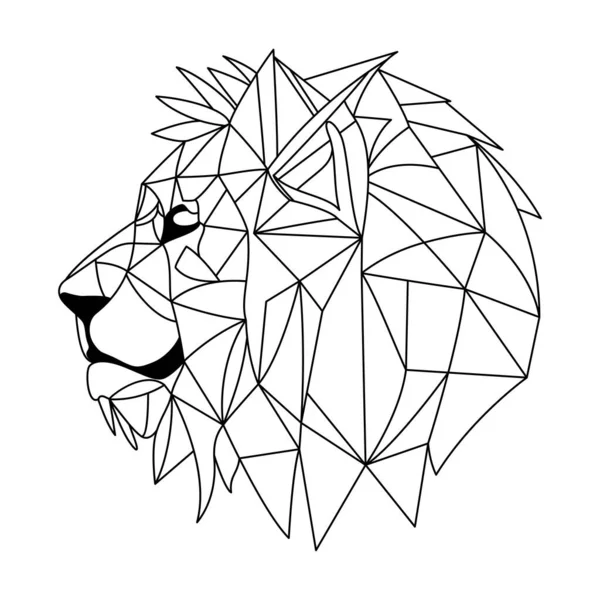 Diseño Del Logo Lion Cabeza León Polígono Negro Abstracto Calma — Vector de stock