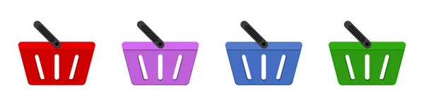 Shopping Basket Icon Set Colored Symbols Shopping Basket Vector Illustration — Stock Vector