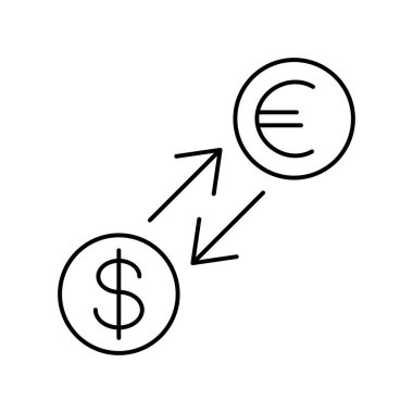 Para değişimi simgesi. İzole nakit akışı işareti. Vektör çizimi. Para değişimi simgesi