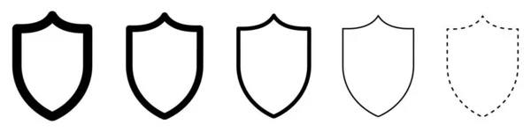Conjunto Iconos Escudo Signos Negros Escudos Ilustración Vectorial Diseño Abstracto — Archivo Imágenes Vectoriales