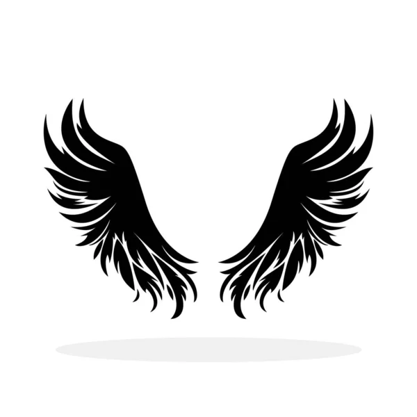 翼のアイコン 白い背景に翼の黒いアイコン 翼のロゴデザイン ベクターイラスト — ストックベクタ