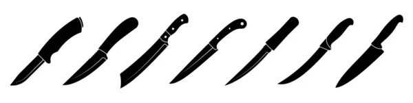 Küchenmesser Schwarzes Symbol Vorhanden Set Von Küchenmesser Symbolen Auf Weißem — Stockvektor