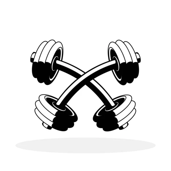 Design Logotipo Fitness Halteres Cruzado Ícone Preto Musculação Ilustração Vetorial — Vetor de Stock