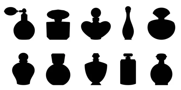 Bouteille Parfum Ensemble Silhouette Flacons Parfum Icône Bouteille Parfum Illustration — Image vectorielle