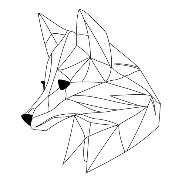 Projekt Logo Fox Abstrakcyjna Głowa Czarnego Wielokąta Spokojnie Lisico Ilustracja — Wektor stockowy