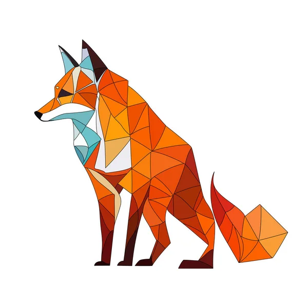 Fox Logó Tervezés Absztrakt Színes Sokszögű Róka Kép Nyugodt Róka — Stock Vector
