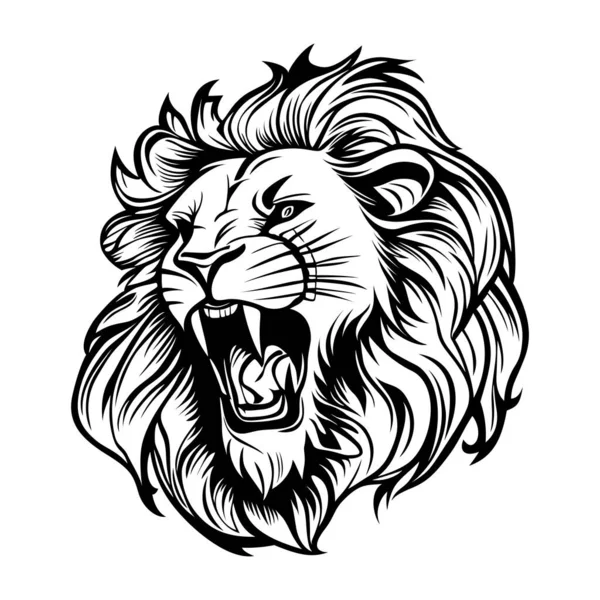 Aslan Başlı Logo Tasarımı Aslan Kafasının Soyut Silueti Aslan Suratlı — Stok Vektör