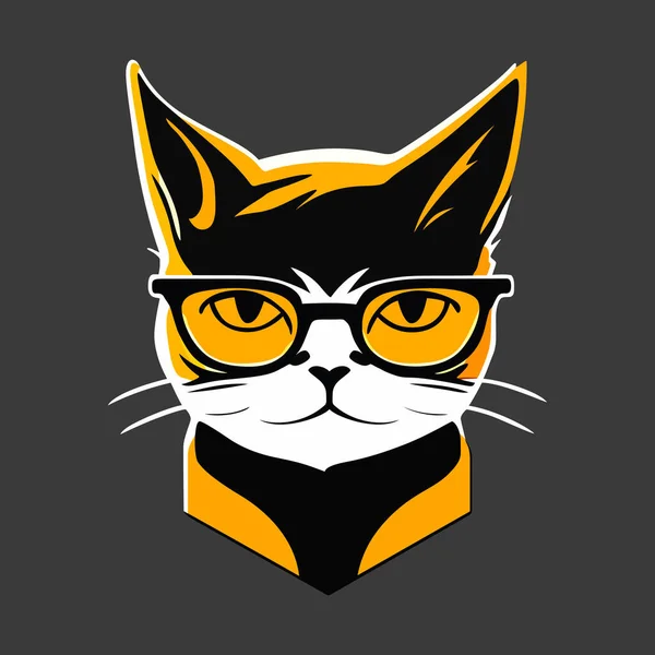 Cat Head Logo Design Абстрактный Рисунок Милой Кошачьей Головы Умный — стоковый вектор