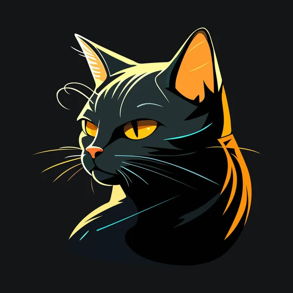 Cat Head Logo Design Абстрактное Рисование Кошачьего Лица Милое Кошачье — стоковый вектор