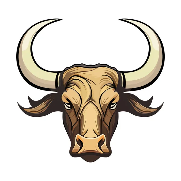 牛头标志的设计 抽象画公牛脸 长着角的可爱的公牛脸 矢量说明 — 图库矢量图片