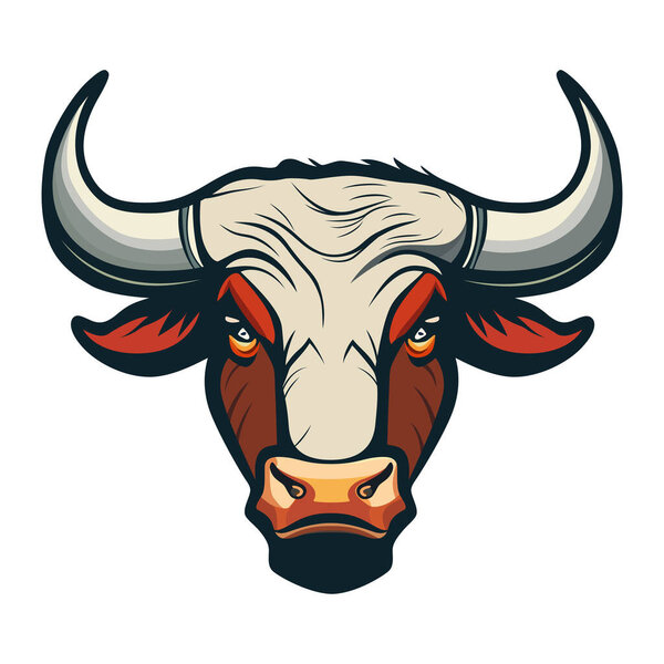 Дизайн логотипа бычьей головы. Абстрактное рисование бычьего лица. Милое бычье лицо с рогами. Векторная иллюстрация