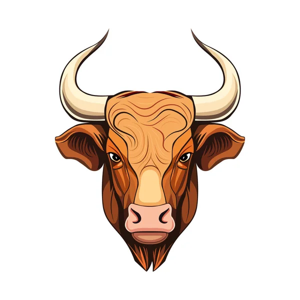 牛头标志的设计 抽象画公牛脸 长着角的可爱的公牛脸 矢量说明 — 图库矢量图片