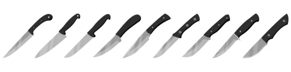 Couteau Cuisine Ensemble Couteaux Cuisine Isolés Sur Fond Blanc Illustration — Image vectorielle