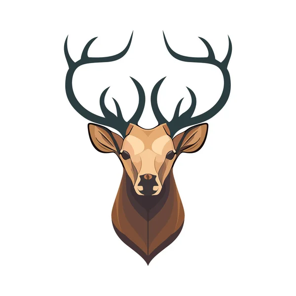 Deer Head Logo Design Abstract Drawing Deer Horns Cute Cartoon — Stock Vector