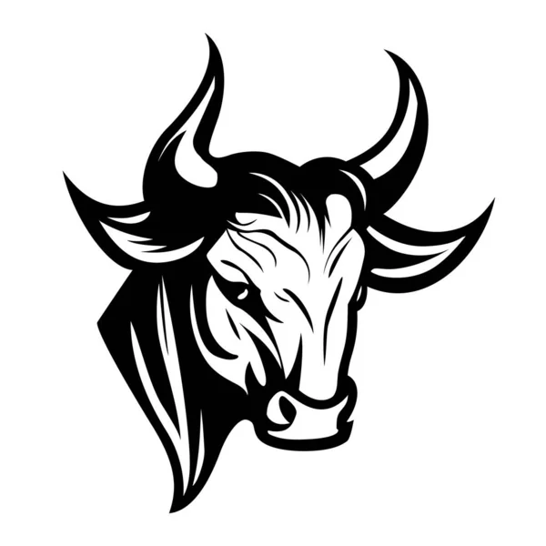 Дизайн Логотипу Голови Бика Абстрактний Малюнок Лиця Бика Чорна Ікона — стоковий вектор