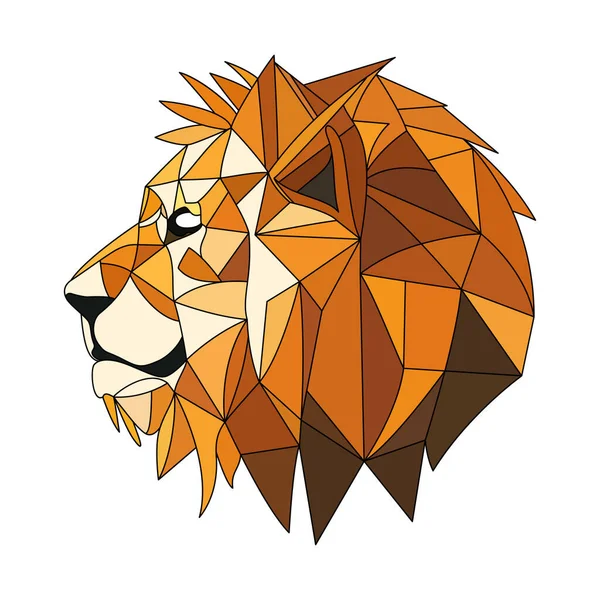 Leeuw Logo Ontwerp Abstracte Kleurrijke Veelhoek Leeuwenkop Kalm Leeuwengezicht Vectorillustratie — Stockvector