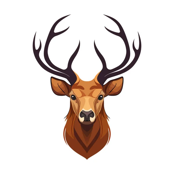 Design Logotipo Cabeça Veado Cervos Desenho Abstrato Com Chifres Bonito — Vetor de Stock