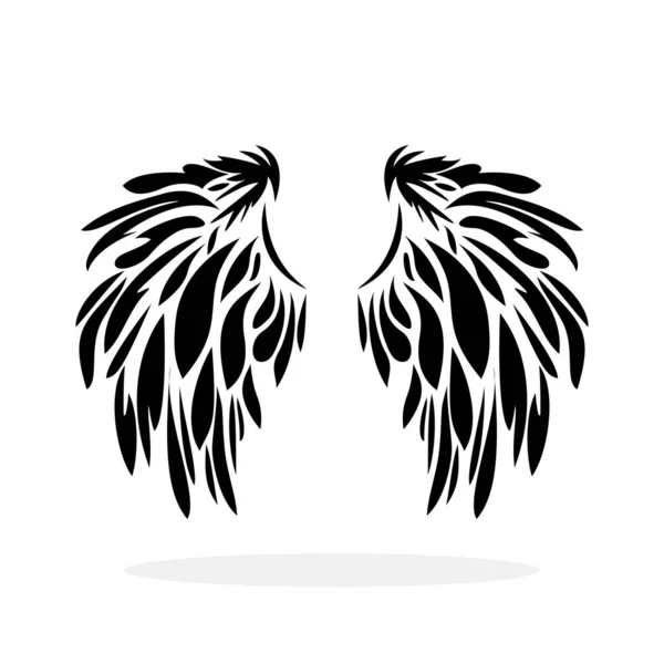 Φτερά Εικονίδιο Μαύρη Εικόνα Φτερών Λευκό Φόντο Σχεδιασμός Λογότυπου Φτερών — Διανυσματικό Αρχείο