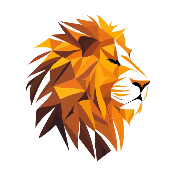 Logo Lion Design Tête Lion Polygone Colorée Abstraite Calme Face — Image vectorielle