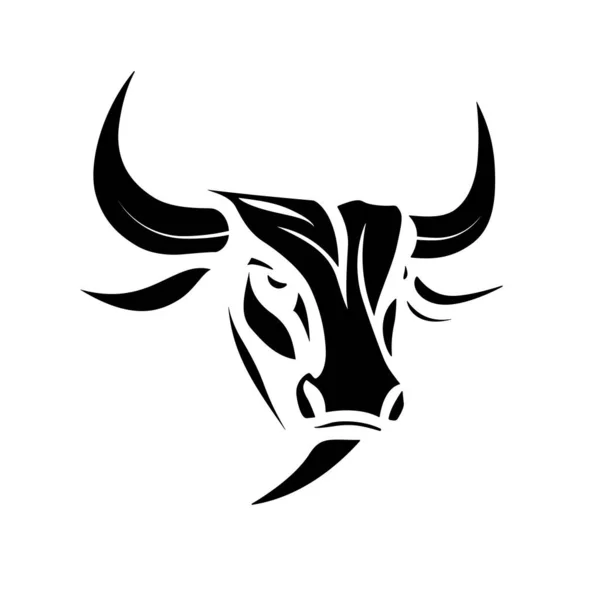 Stierkopf Logo Design Abstrakte Zeichnung Bullengesicht Schwarze Ikone Des Stiers — Stockvektor