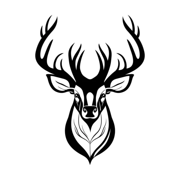 Дизайн Логотипа Оленя Абстрактное Рисование Оленьего Лица Черный Силуэт Оленя — стоковый вектор
