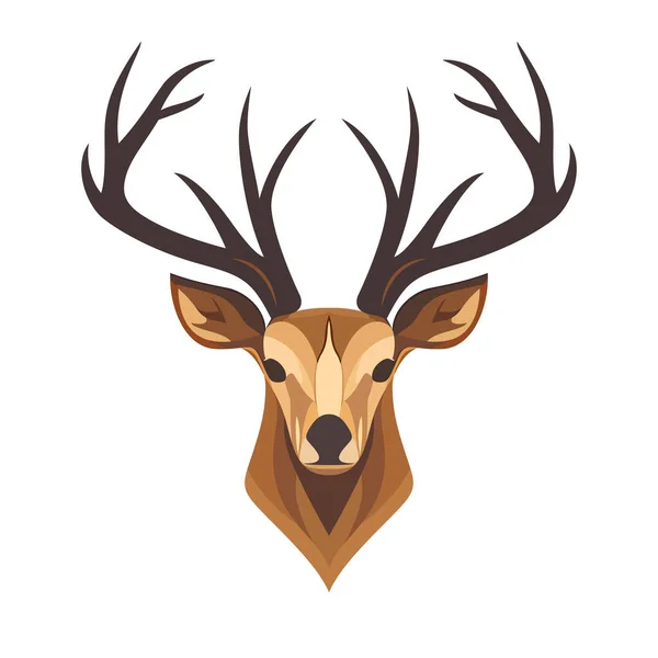 Deer Head 디자인 뿔달린 사슴을 유인하다니 귀여운 일러스트 — 스톡 벡터