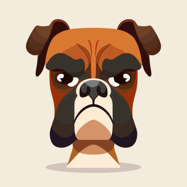 Köpek kafası logosu tasarımı. Soyut renkli köpek suratı. Kızgın köpek surat. Vektör illüstrasyonu