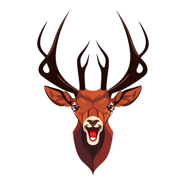 Deer Head 디자인 뿔달린 사슴을 유인하다니 귀여운 일러스트 — 스톡 벡터