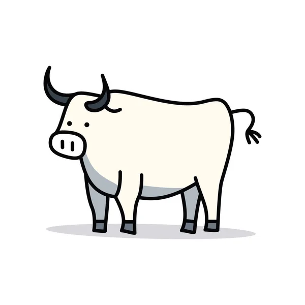 Design Loga Bull Roztomilý Izolovaný Býk Obrázek Býka Rohy Plochém — Stockový vektor