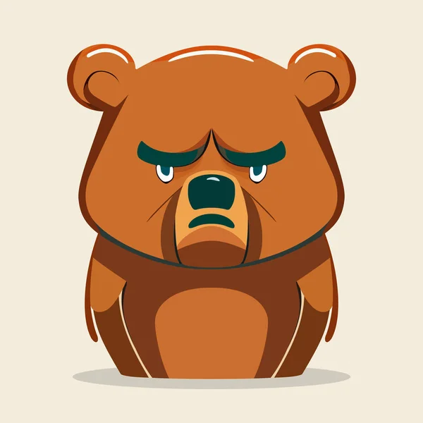 熊のロゴデザイン 漫画悲しいクマ隔離された フラットスタイルでクマのイメージ ベクターイラスト — ストックベクタ