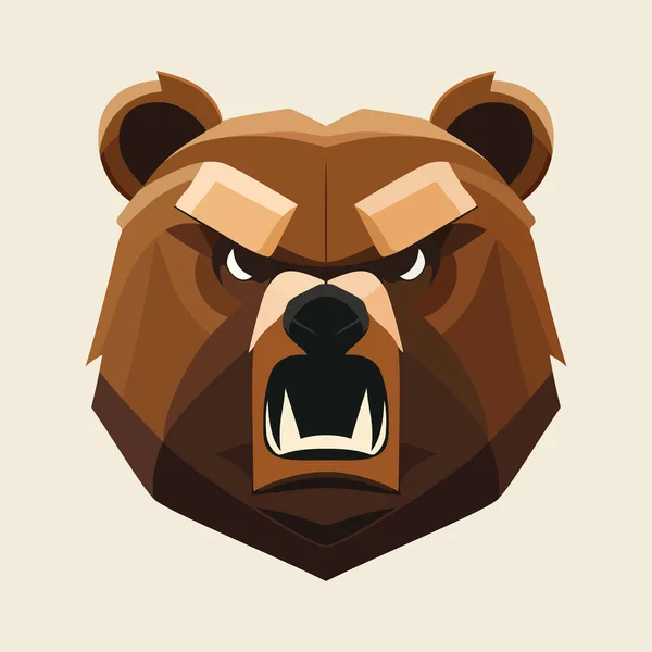 Дизайн Логотипа Медвежьей Головы Абстрактное Медвежье Лицо Изолировано Сердитое Медвежье — стоковый вектор