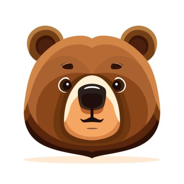 Ayı kafası logosu tasarımı. Soyut ayı yüzü izole edilmiş. Sakin ayı suratı. Vektör illüstrasyonu